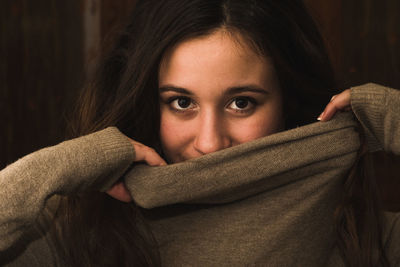 Close-up portrait of young woman