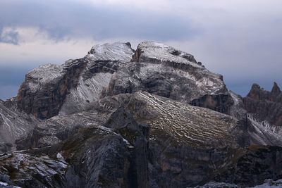 Scenic view of snowcapped mountains against sky - dolomites mountains - locatelli refuge - italy
