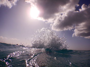 Scenic view of sea against sky on sunny day