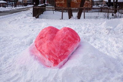 Close-up of ice cream cone on snow