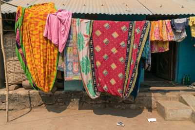 Low section of clothes drying on clothesline