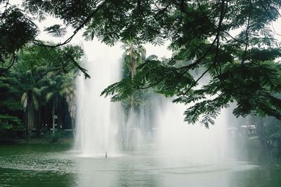 Fountain in pond