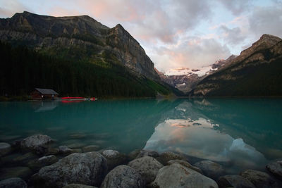 Scenic view of lake against sky