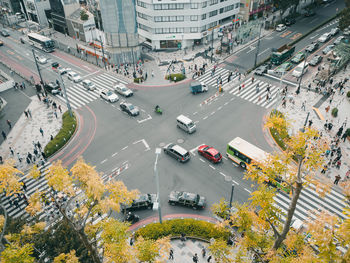 High angle view of city street