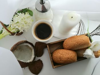 High angle view of food on table