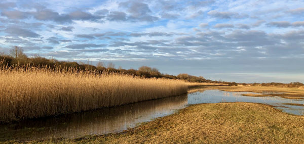 Scenic view of lake against sky