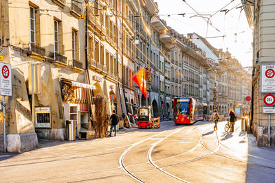 View of city street and buildings