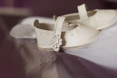Close-up of white shoes