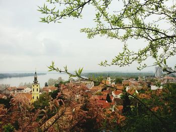 High angle view of townscape against sky