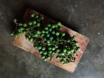 High angle view of vegetables on table