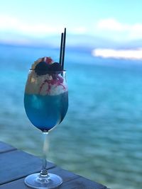 Close-up of drink in glass on table