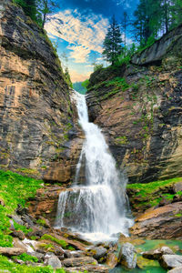 Scenic view of waterfall