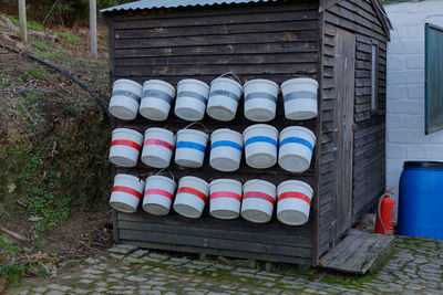 Stack of multi colored stone wall