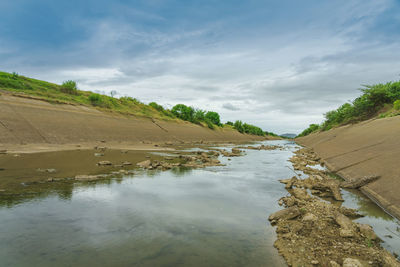 Scenic view of land against sky