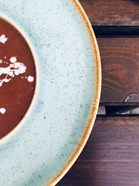 Directly above shot of coffee cup on table