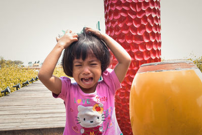 Portrait of cute girl smiling