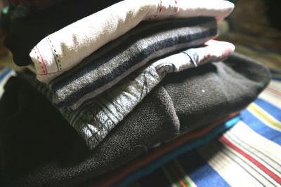 Close-up of stacked clothes