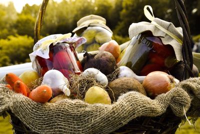 Close-up of vegetables in basket