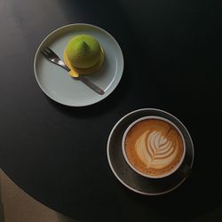 High angle view of coffee on table