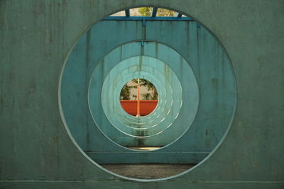 Building seen through glass window