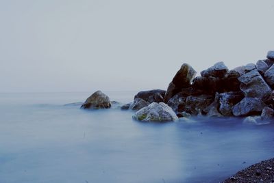 Scenic view of sea against clear sky