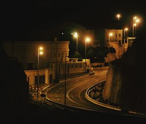 Light trails on road at night