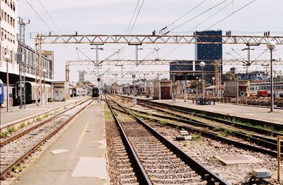 Railway tracks against sky