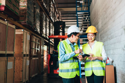 People working on building