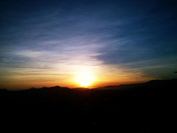 Scenic view of silhouette landscape against sky during sunset