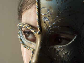 Close-up of woman with mask