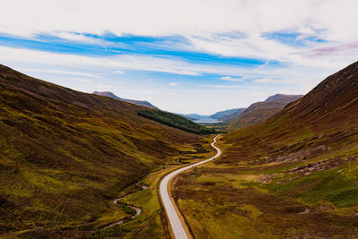 Loch maree viewed from high up glen docherty with the road to kinlochewe