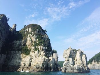 The small stone island of geojedo island in korea