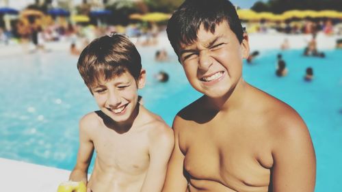 Boy enjoying in swimming pool