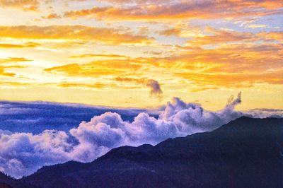 Scenic view of cloudscape against sky during sunset