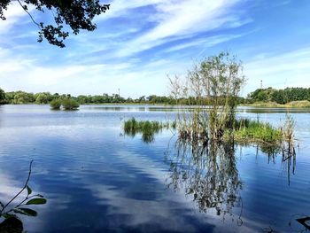 Scenic view of lake against sky