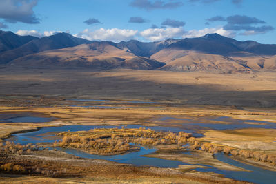 Scenic view of mountains against sky