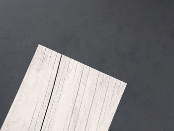 High angle view of wooden structure on table