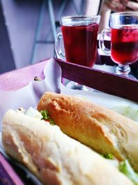 Close-up of meal served on table