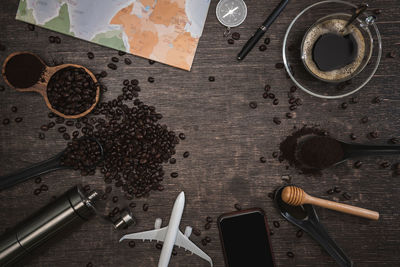 Directly above shot of objects on table