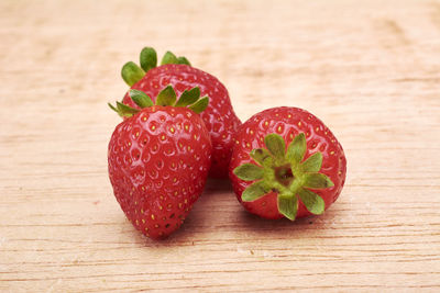 Close-up of strawberries on table