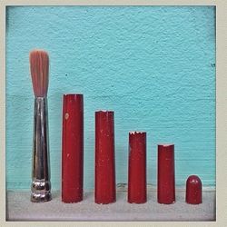 Full frame shot of objects on wooden wall