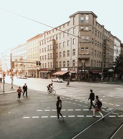 People walking on city street