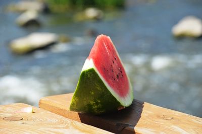 Close-up of chopped fruit on cutting board