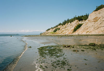 Scenic view of sea against clear sky