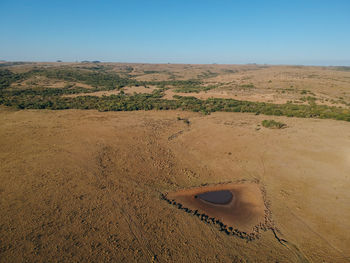 High angle view of desert against clear sky