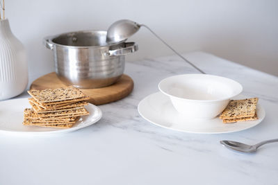 Simple daily table setting at home before meals