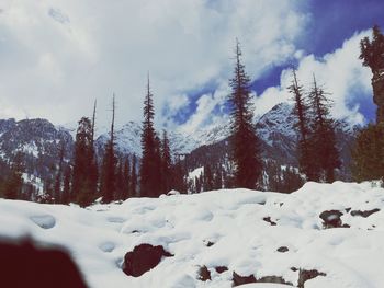 Scenic view of snow covered landscape