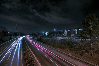 Traffic on road at night