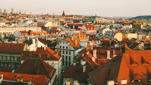 High angle view of prague