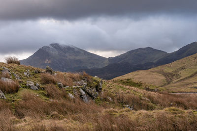 Scenic view of mountains against sky